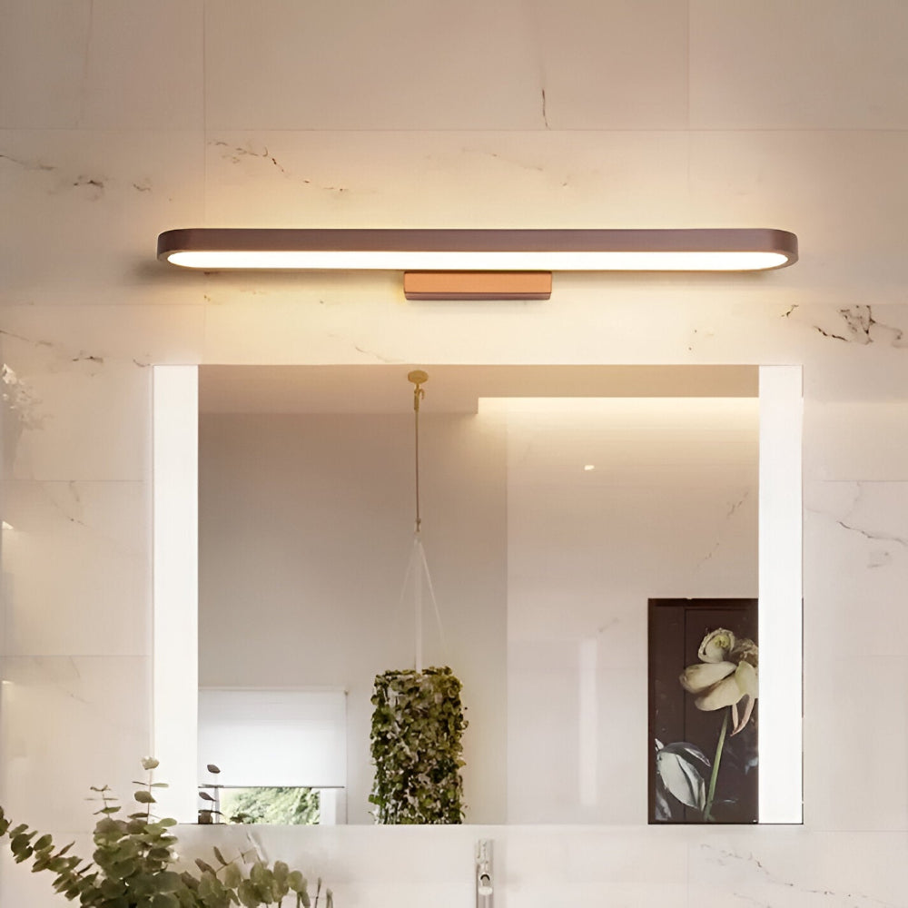 Applique murale LED linéaire moderne pour salle de bain, design nordique. Éclairage miroir optimal.