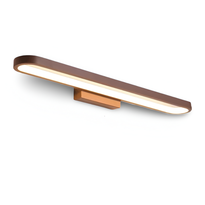 Éclairage miroir LED linéaire pour salle de bain, design nordique minimaliste. Crée une ambiance moderne.