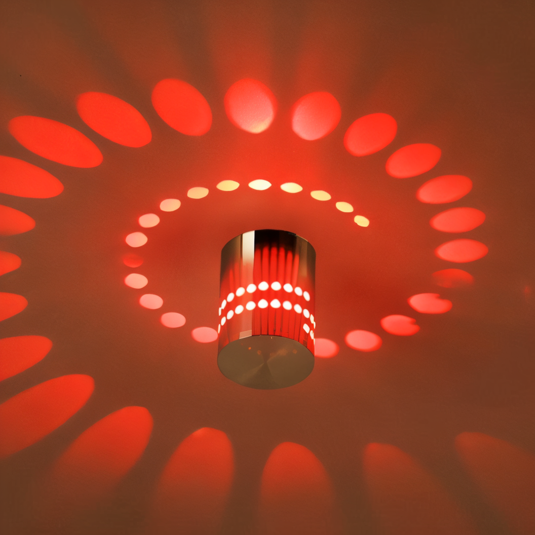 Lampe murale LED moderne, design cylindrique spirale, idéale pour décoration intérieure.