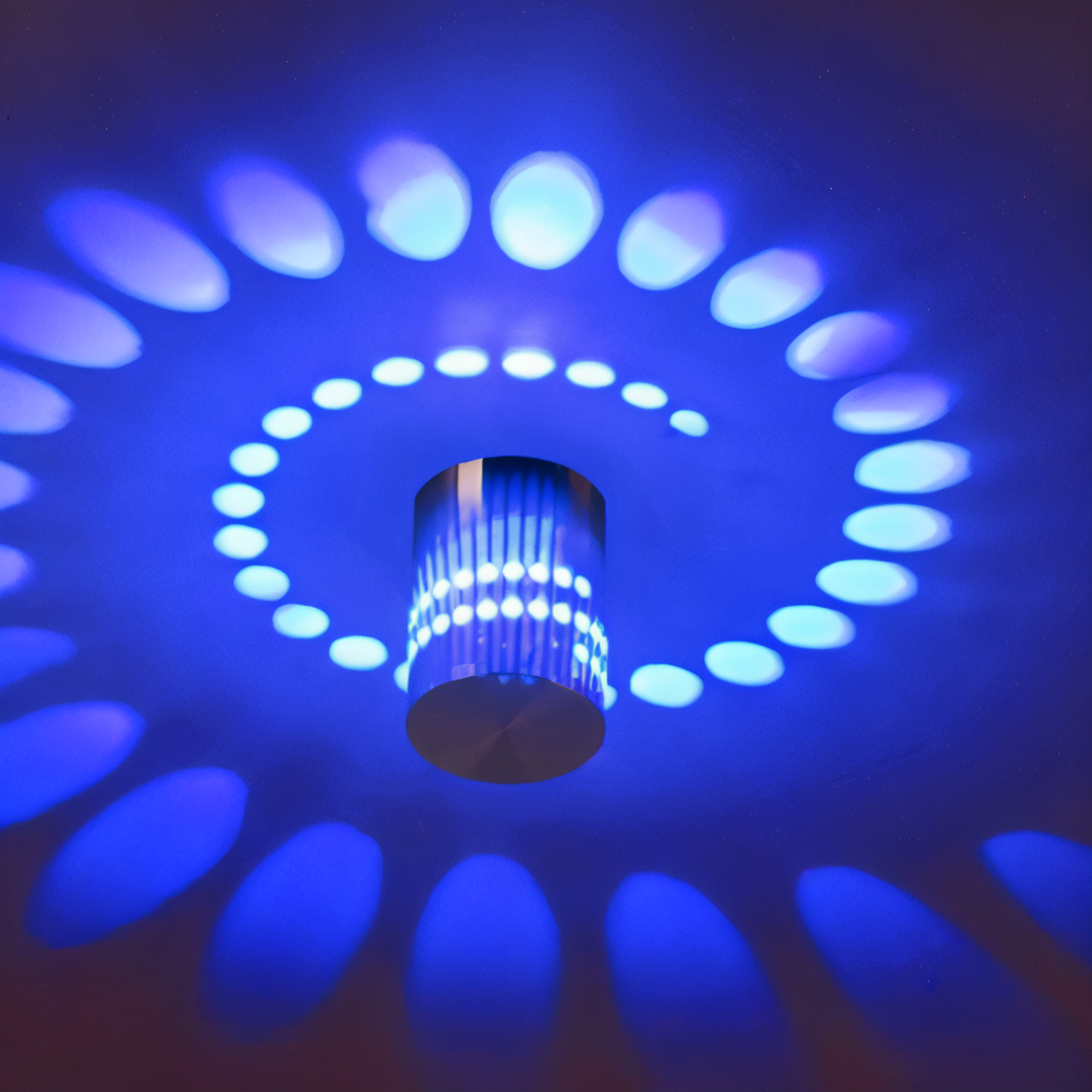 Décoration murale LED cylindrique, lumière moderne et effet spirale, économie d'énergie.