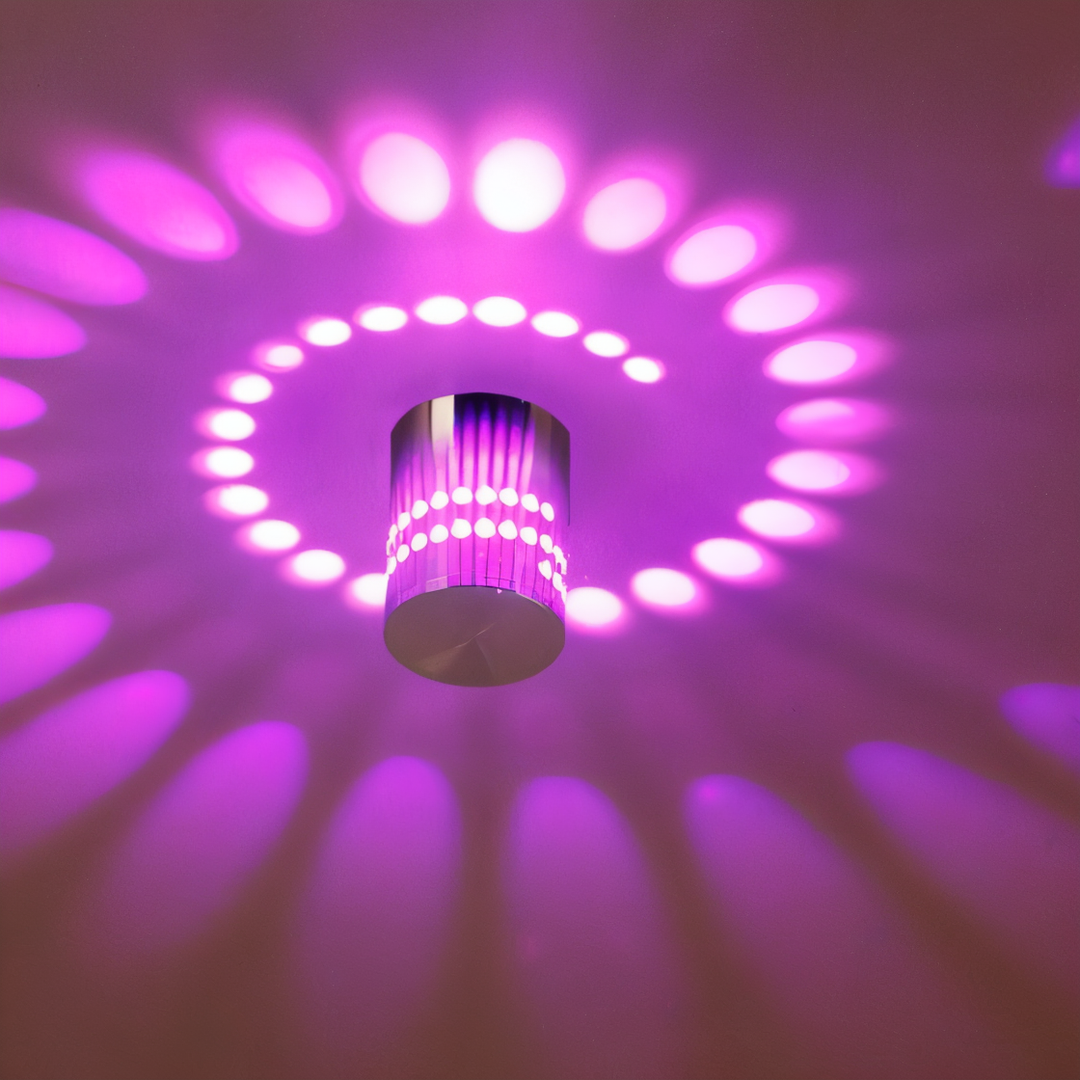 Lampe LED murale design, cylindre à spirale lumineuse, crée une ambiance unique et chic.