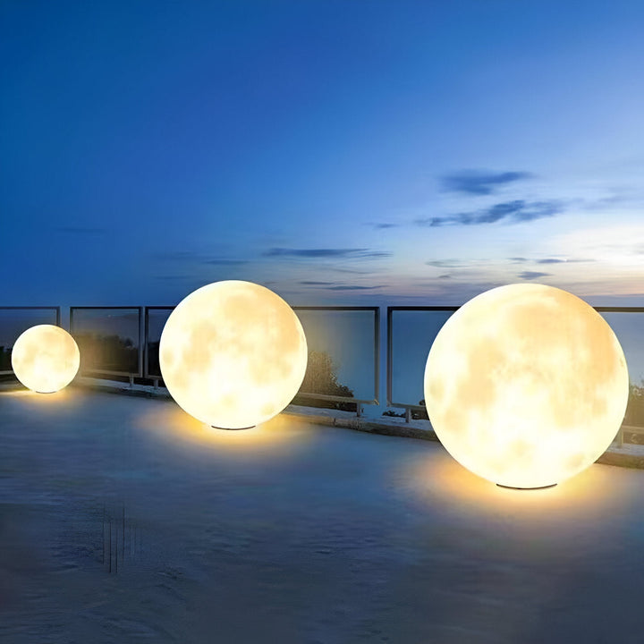 Lampe LED solaire IP65 en forme de lune, éclairage de jardin extérieur résistant.