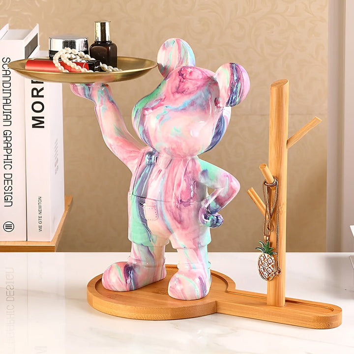 Cadeau moderne: ours décoratif en résine, sculpture art de table et organisateur pratique.