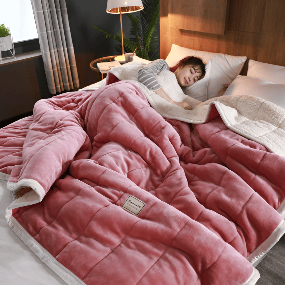 Plaid en sherpa doux et polaire, un essentiel pour la décoration et le confort de votre intérieur.