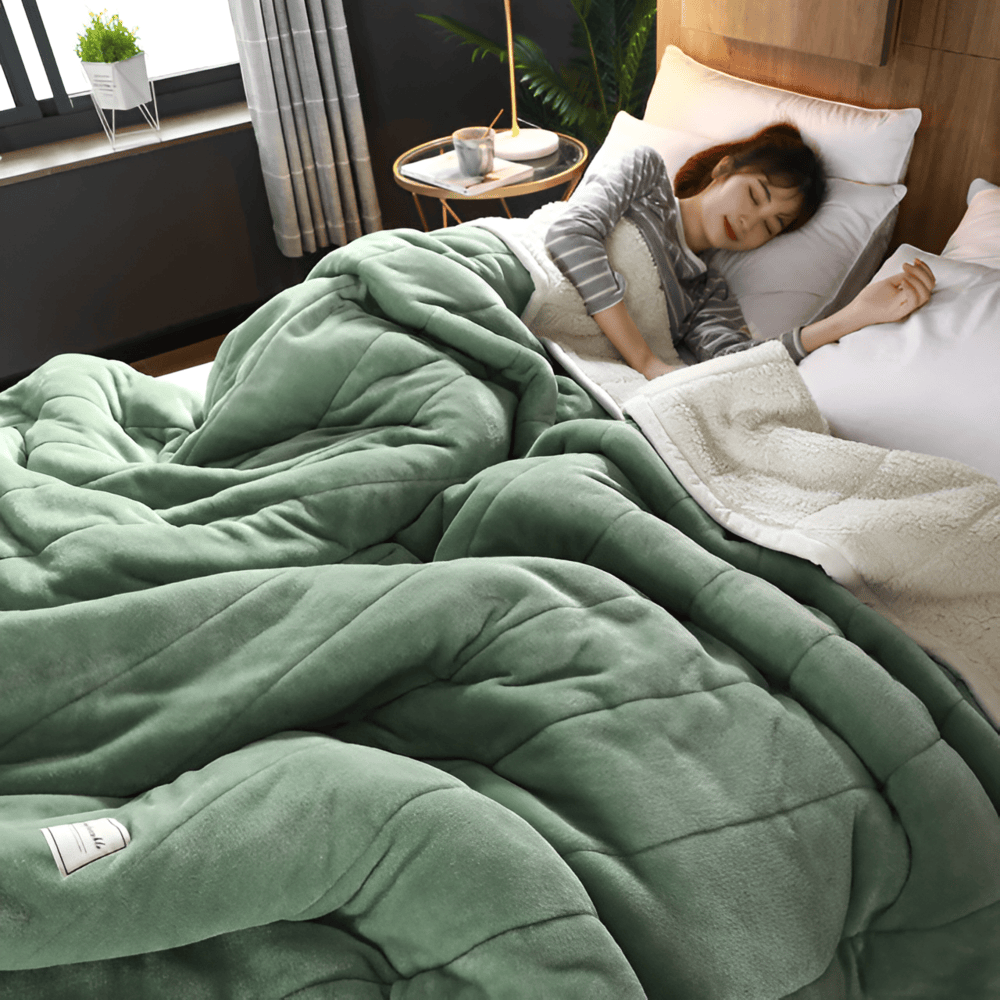Chaleur enveloppante et toucher soyeux avec cette couverture polaire sherpa, idéale pour cocooning.