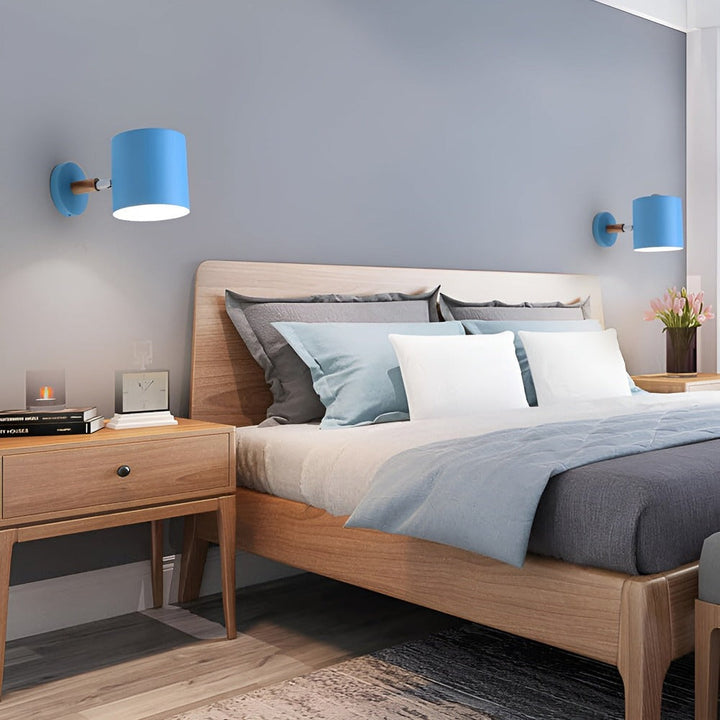 Lampe murale pastel scandinave pour chambre, éclairage intérieur réglable, ambiance douce.