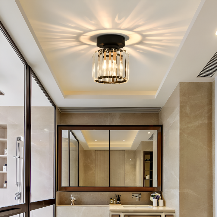 Luminaire LED Crystalon contemporain, parfait pour chambre, ambiance chaleureuse.