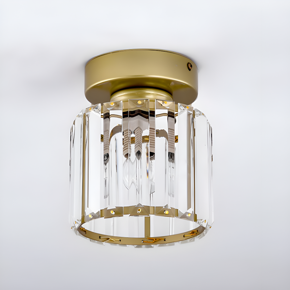 Éclairage LED Crystalon moderne, ambiance chaleureuse, parfait pour votre salon.