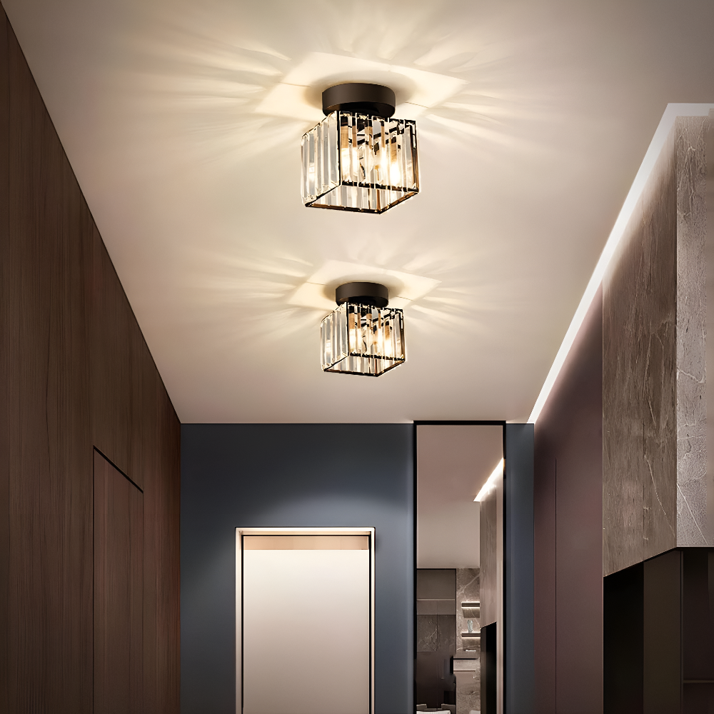 Plafonnier LED scintillant Crystalon, style minimaliste, installation facile.