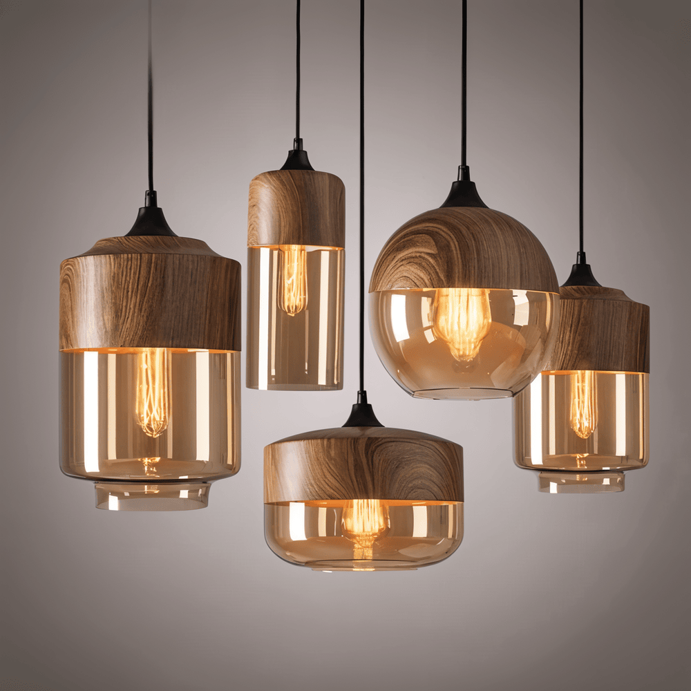 Lampe suspension rétro moderne, design nordique élégant pour un éclairage de plafond chaleureux.