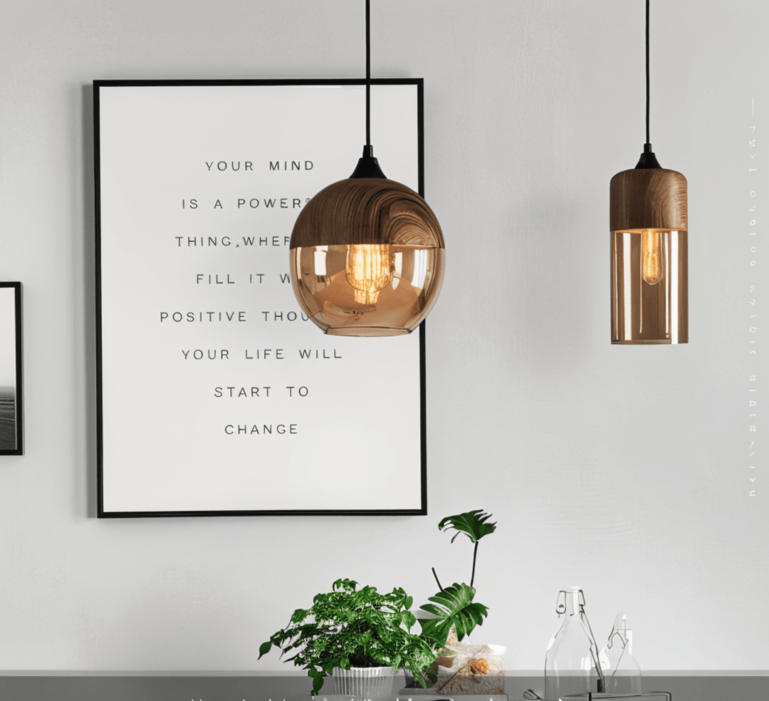 Lampe suspension design nordique pour salon, cuisine ou salle à manger, crée une ambiance douce.