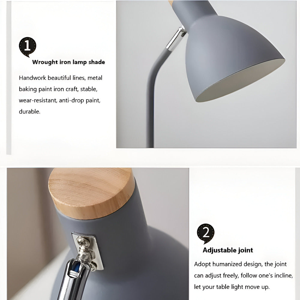 Lampe de bureau LED réglable, design scandinave épuré, éclairage fonctionnel pour espace de travail moderne.