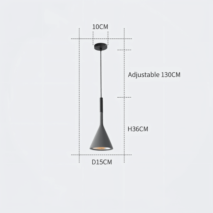 Lampe suspendue conique moderne, éclairage de plafond pour un intérieur épuré.