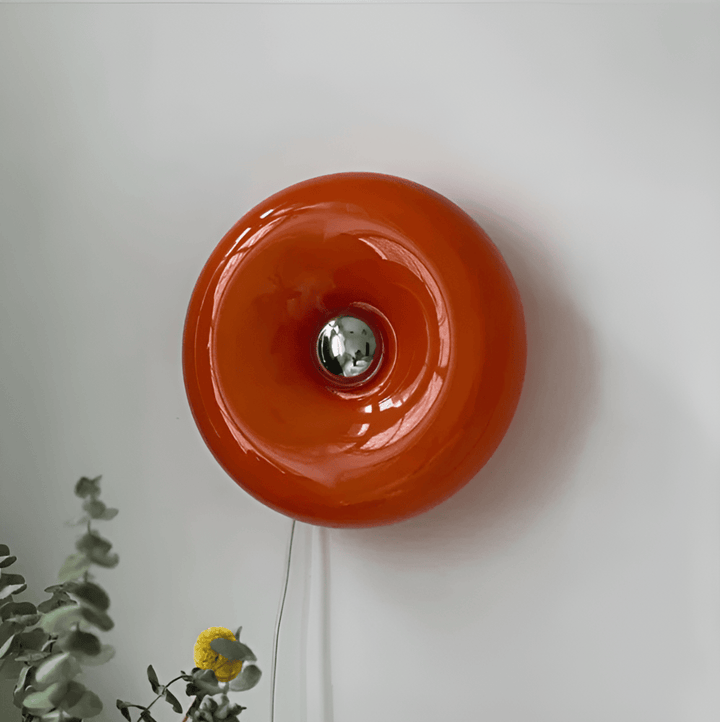 Lampe nordique Donut en verre blanc, installation murale ou posée, éclairage intérieur.