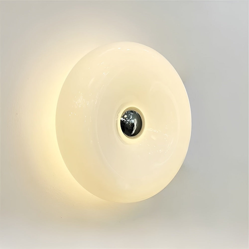 Lampe moderne Donut orange, verre sculpté, design unique pour intérieur contemporain.