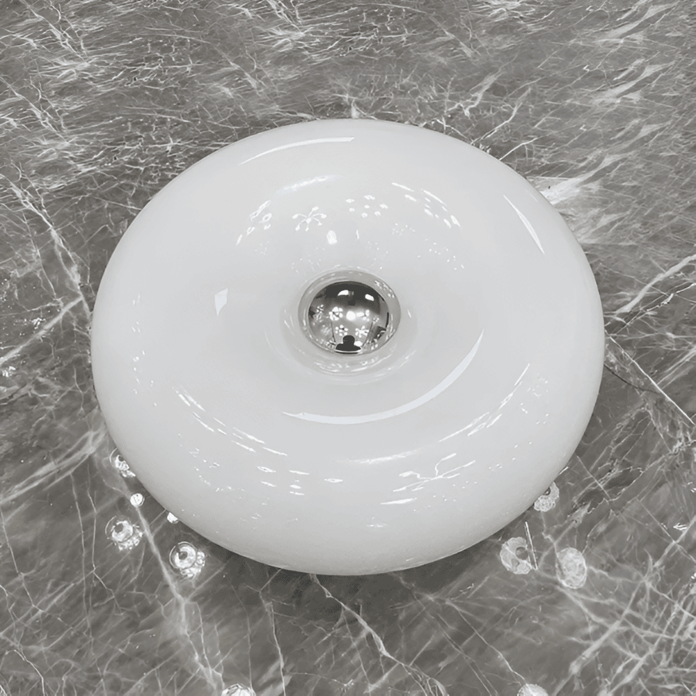 Lampe LED Donut en verre orange/blanc, design nordique, polyvalente table/mur.