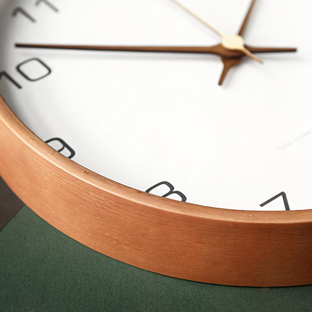 Horloge silencieuse bois, ronde, style nordique moderne, décoration salon/chambre.