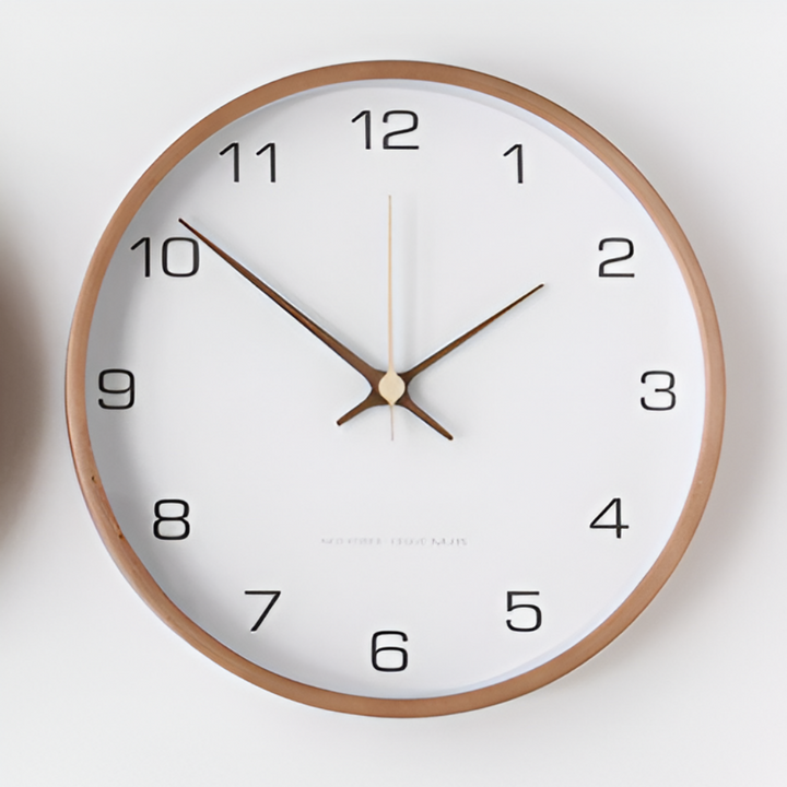 Horloge murale bois silencieuse, design nordique minimaliste, parfaite pour chambre.