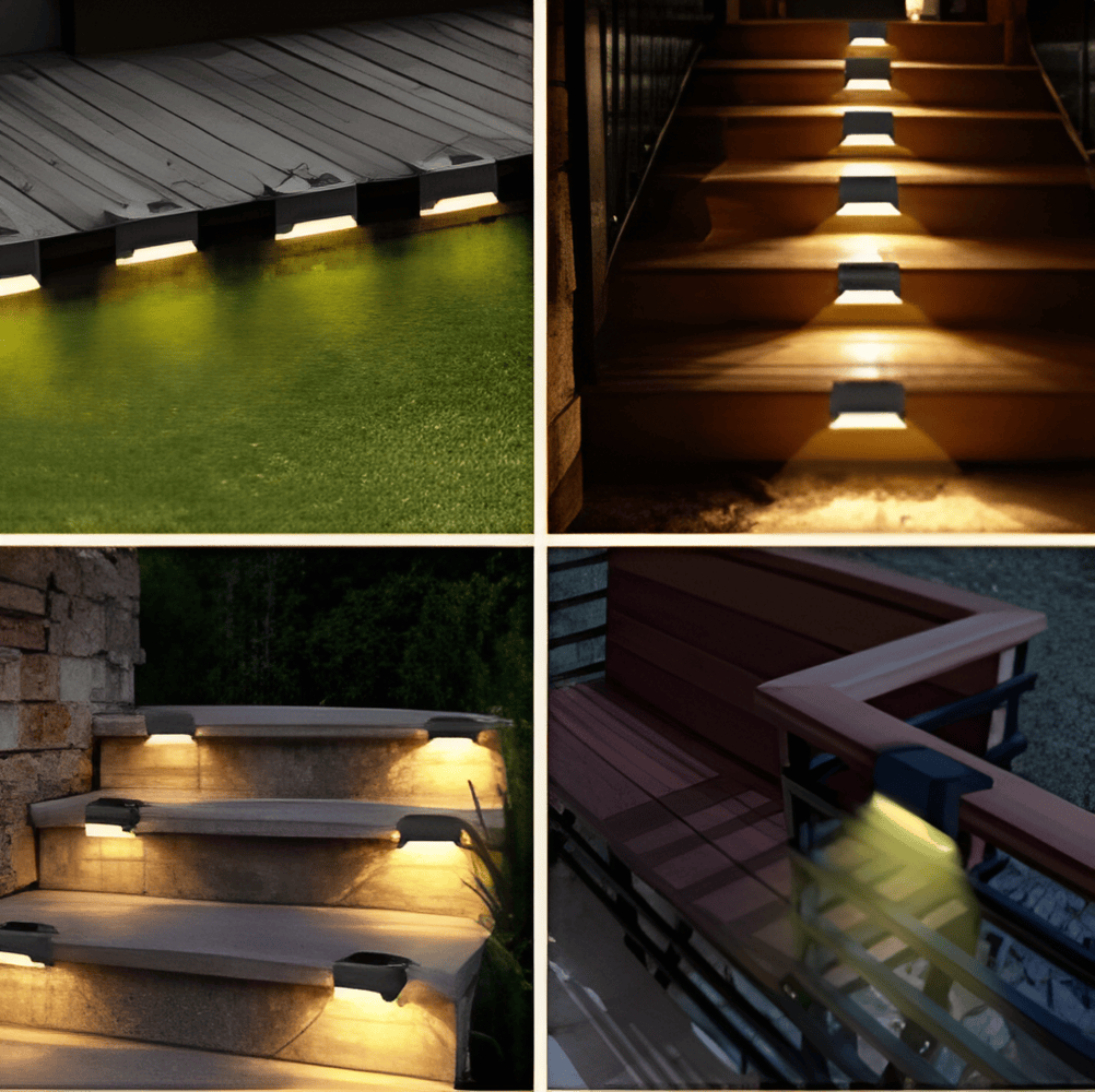 Lampe solaire LED autonome pour jardin, étanche, éclairage d'escalier et de chemin, chargement diurne.
