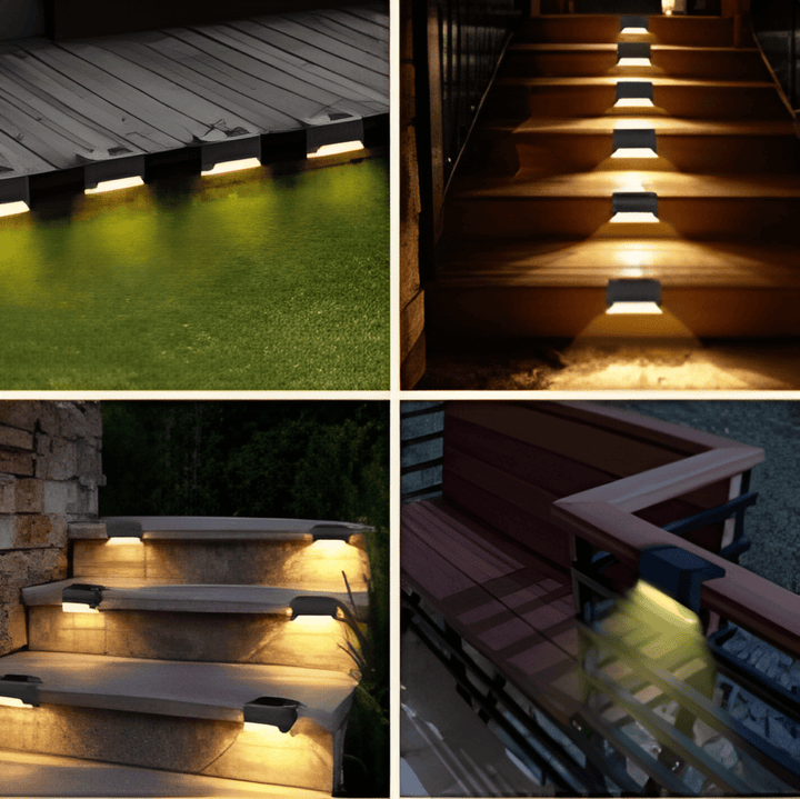 Lampe solaire LED autonome pour jardin, étanche, éclairage d'escalier et de chemin, chargement diurne.