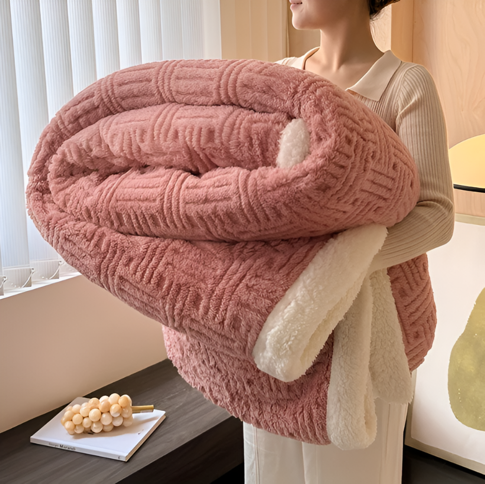 Plaid unisexe chaud et confortable, motif géométrique, parfait pour les soirées fraîches ou la détente.