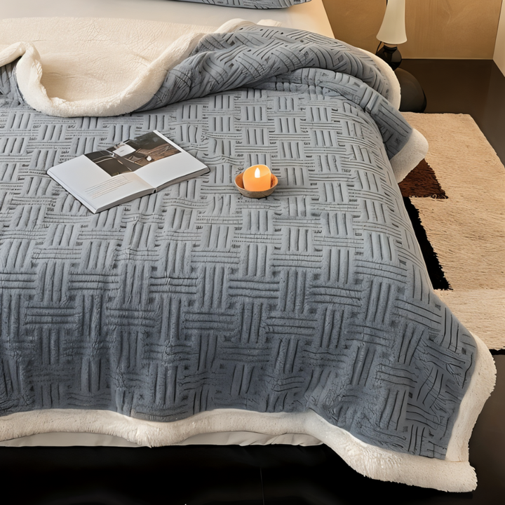 Couverture unisexe chaude et moelleuse avec motif géométrique moderne, idéale pour un confort optimal.