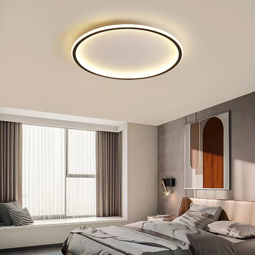 Élégant plafonnier LED rond blanc, finition moderne, parfait pour un éclairage design et fonctionnel.