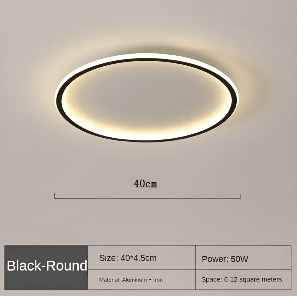 Éclairage plafonnier LED rond pour cuisine ou salle à manger, design contemporain et lumière efficace.