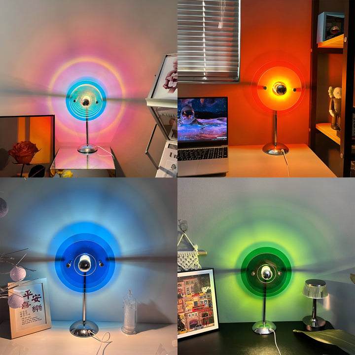 Lampe de table Rays, design rétro épuré, éclairage LED doux et chaleureux pour votre chambre ou salon.
