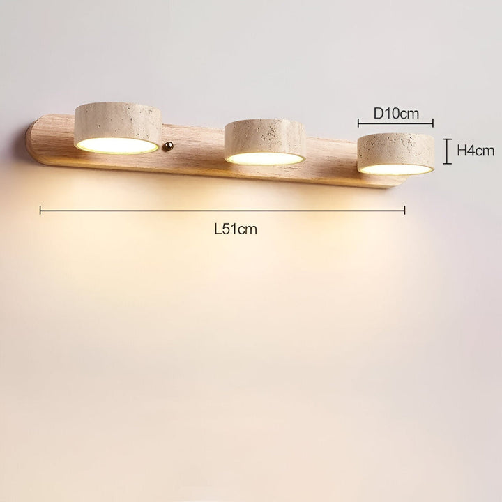 Éclairage design: Applique murale LED ronde en bois et pierre pour une décoration chic.