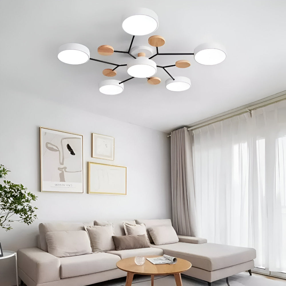 Luminaire LED plafond, style contemporain, lumière ajustable pour chambre.