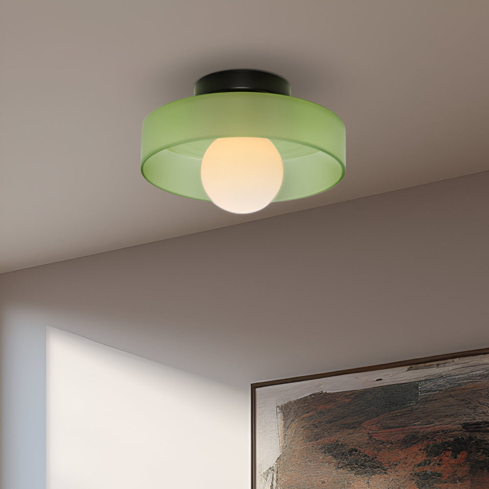 Plafonnier LED rond moderne, design scandinave pour salon, lumière douce et élégante.