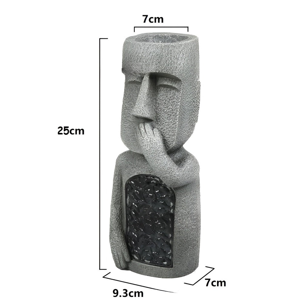 Moai de jardin solaire autonome, s'illumine automatiquement la nuit, statue en résine pour un extérieur sans tracas.
