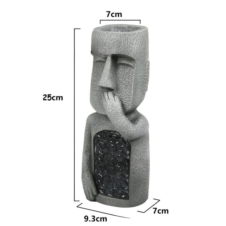 Moai de jardin solaire autonome, s'illumine automatiquement la nuit, statue en résine pour un extérieur sans tracas.