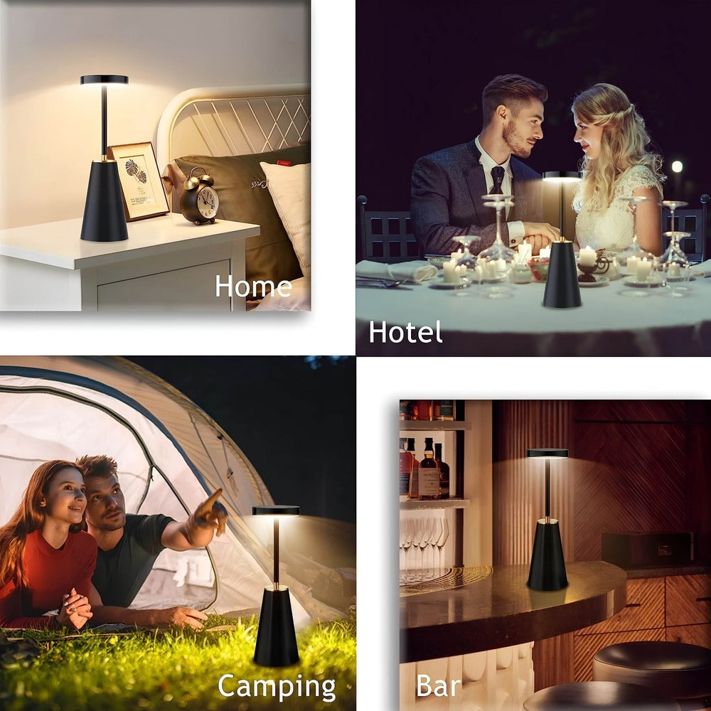 Lampe de chevet sans fil, design épuré, éclairage moderne pour chambre, salon ou bureau.