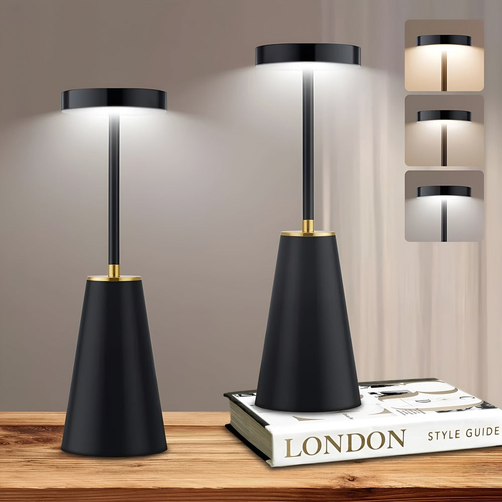 Lampe de table sans fil rechargeable USB, design élégant, longue autonomie pour chevet ou salon.