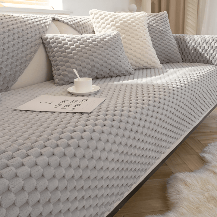 Housse de canapé en polyester ultra-résistant, antidérapante et facile à nettoyer, motif nid d'abeille pour le salon.