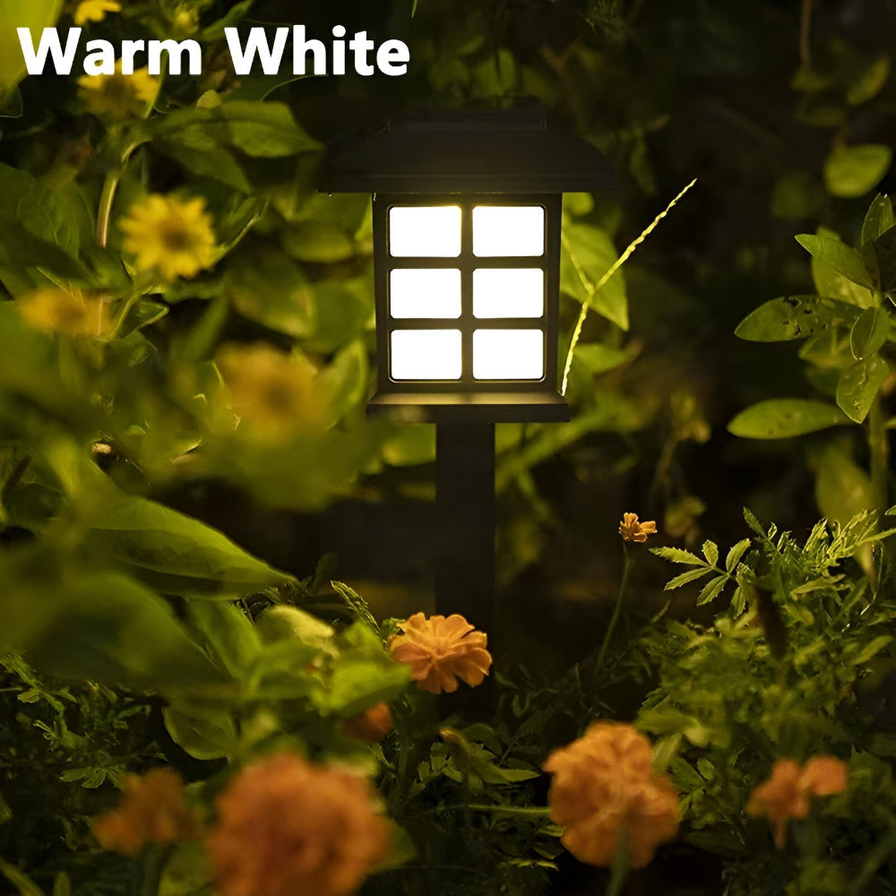 Éclairage LED solaire puissant pour allée et jardin, installation facile, résistant intempéries.
