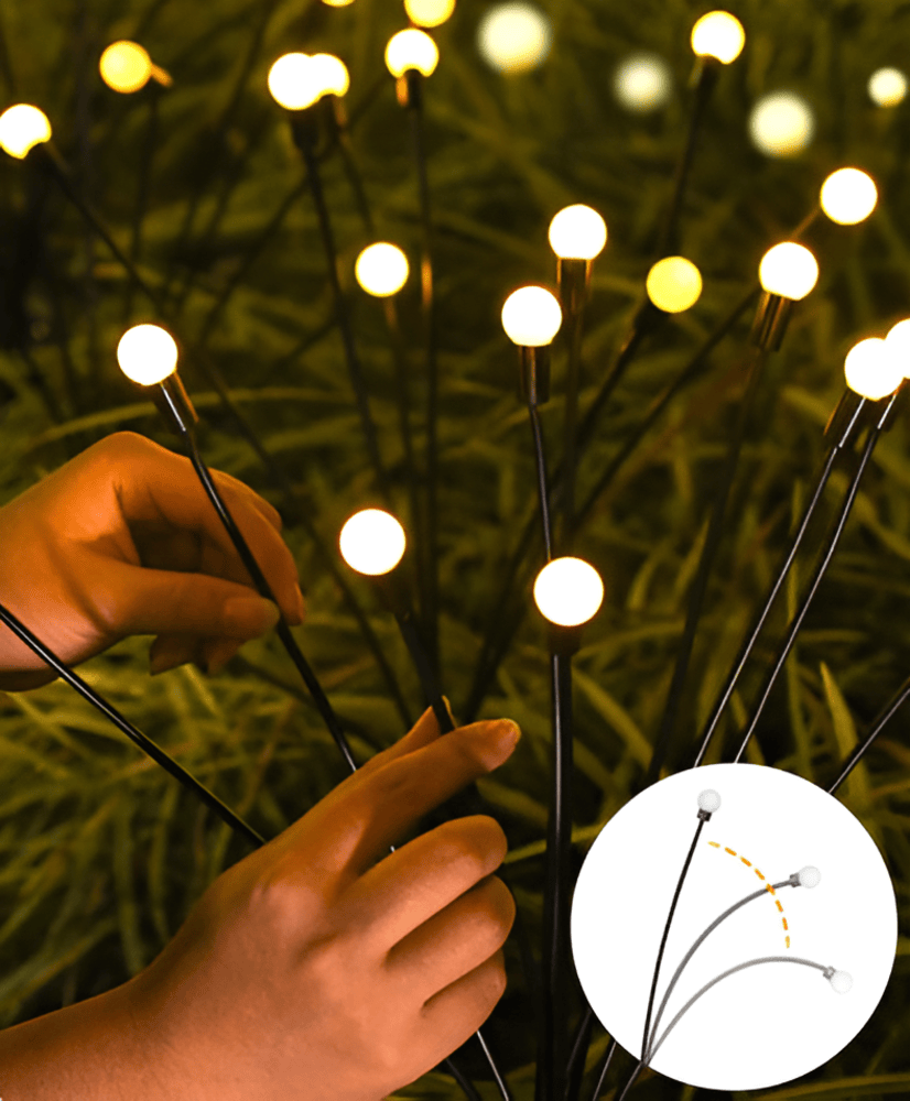 Ambiance chaleureuse sur la terrasse avec des lampes solaires lucioles LED pour des soirées inoubliables.