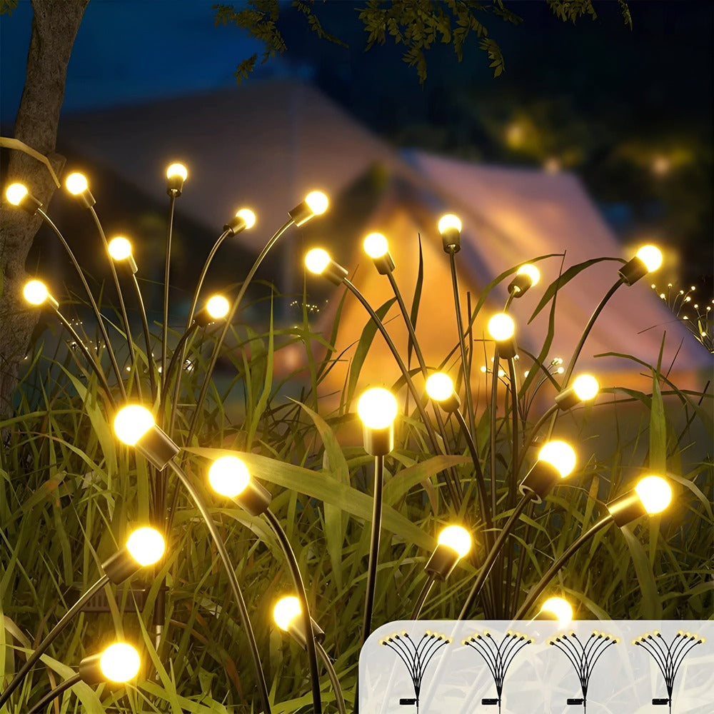 Lampes solaires lucioles discrètes le jour, collectant l'énergie solaire pour éclairer la nuit.
