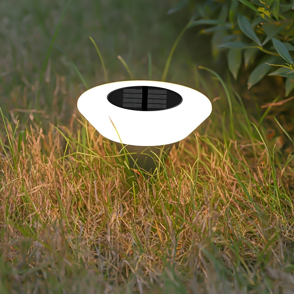 Lampe de sol LED solaire étanche, parfaite pour illuminer allées et chemins, ajoutant une touche moderne au jardin.