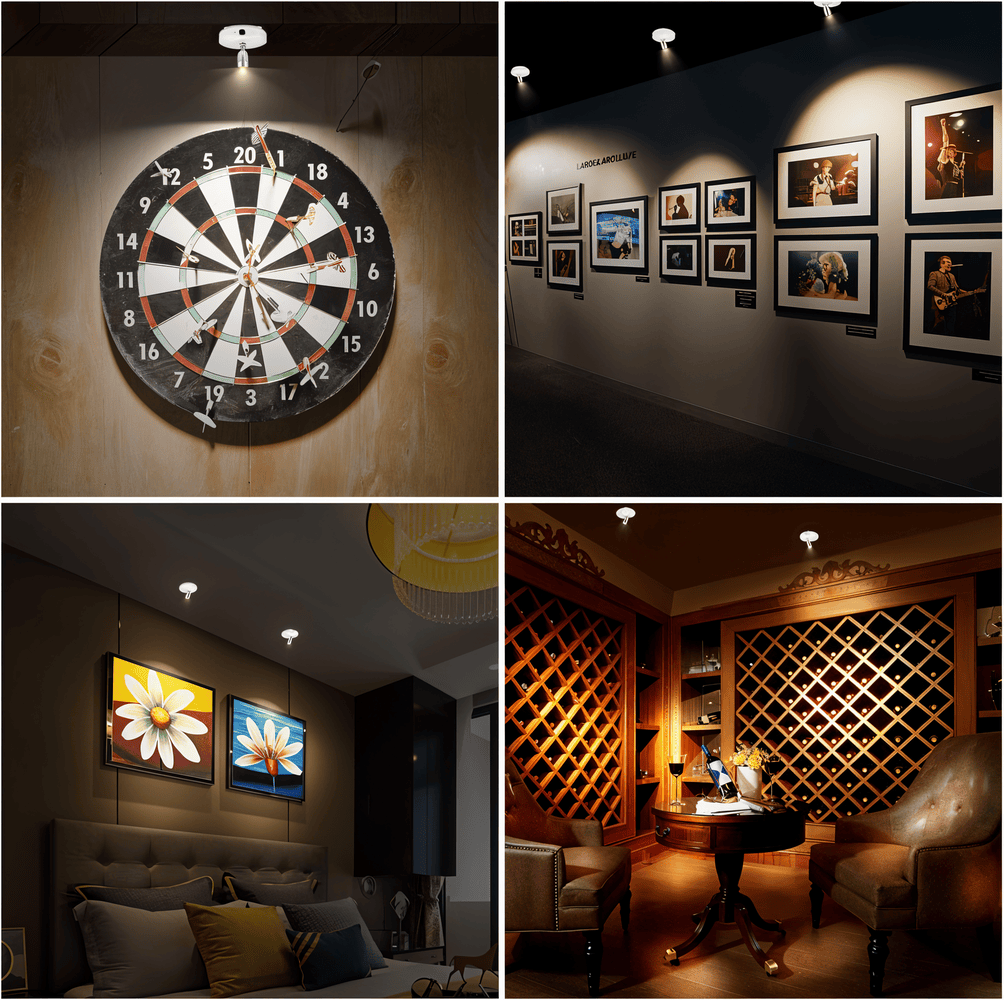 Spot LED dimmable sans fil, installation rapide, télécommande incluse pour confort optimal.
