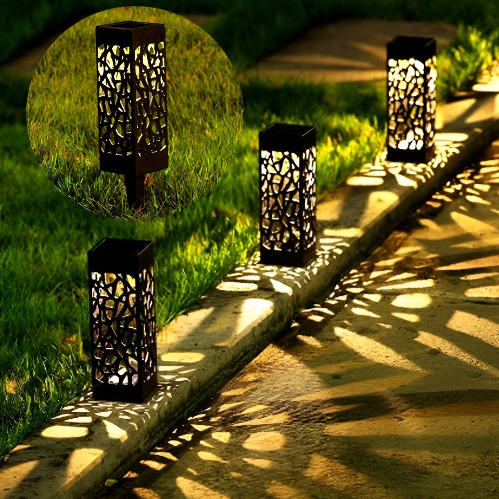 Lampe solaire de jardin en acier inoxydable LED pour éclairage extérieur, sans fil et étanche.