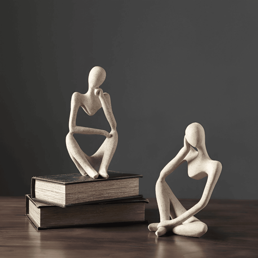 Sculpture abstraite contemporaine, 'La Pensée Profonde'. Décoration art moderne pour bureau, ambiance relaxante.