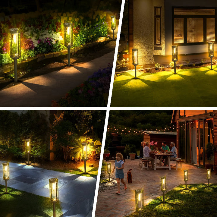 Éclairage de chemin solaire LED IP65, lumière jardin blanc chaud pour une belle ambiance.