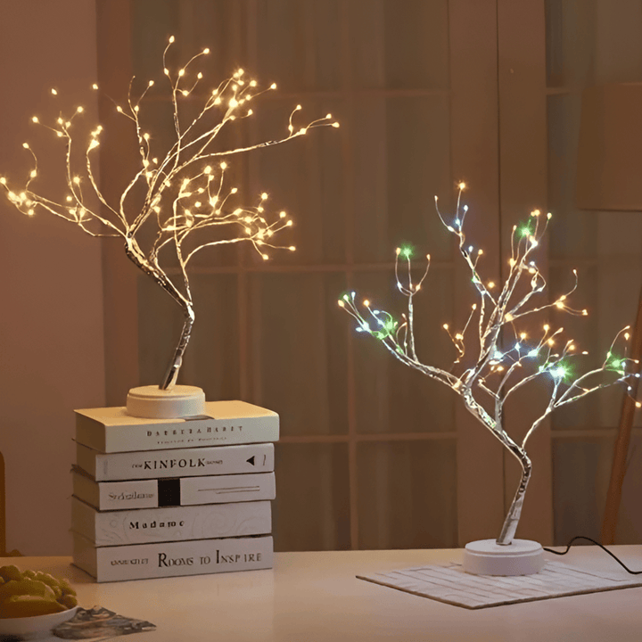 Mini-arbre lumineux LED élégant, lampe de nuit pratique pour une décoration discrète et fonctionnelle.