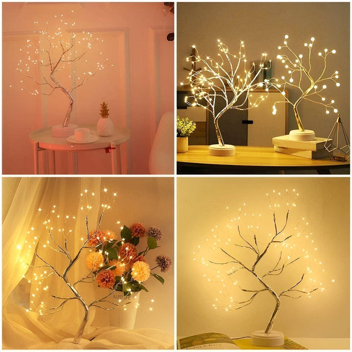 Lampe décorative LED en mini-arbre, parfaite pour Noël, ambiance festive ou comme cadeau original.