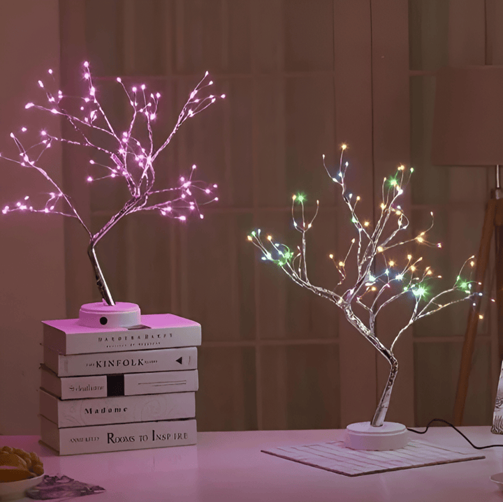 Veilleuse portable et arbre lumineux LED, une lampe polyvalente pour la chambre, le salon ou les fêtes.