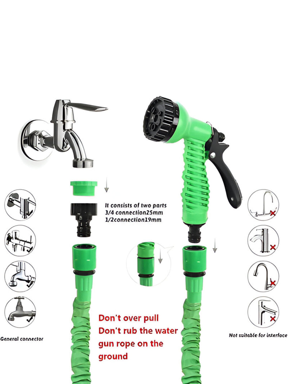 Entretien jardin: tuyau extensible compact et léger, idéal pour un arrosage efficace.