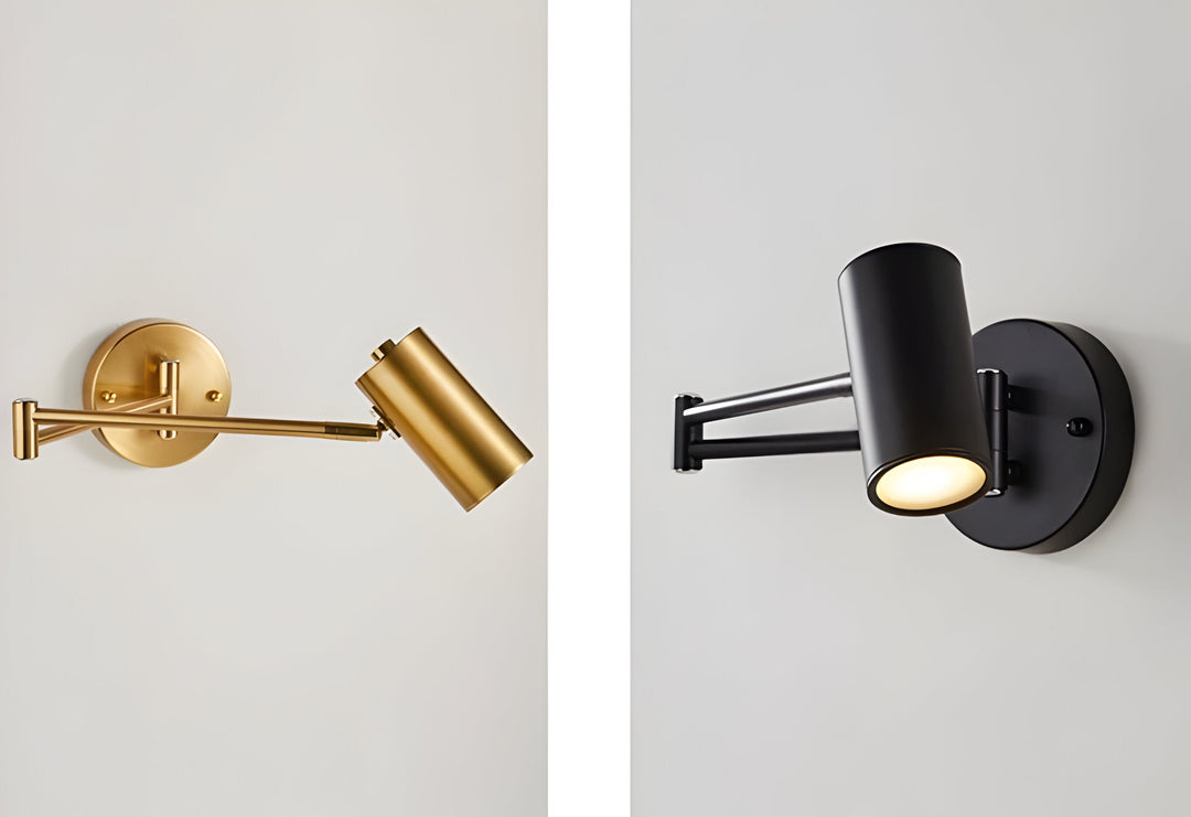 Lampe murale LED or et noir, design moderne, excellente pour éclairer une chambre.